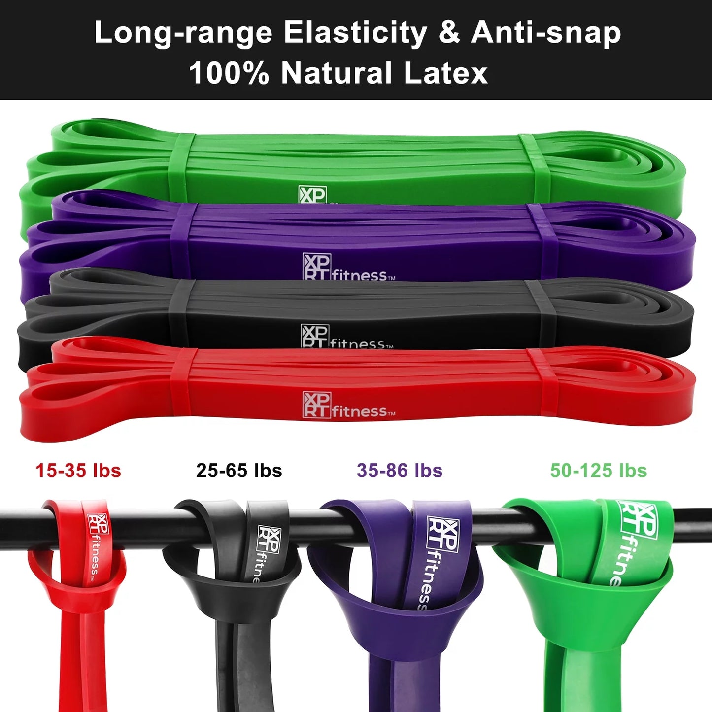 Pull up Resistance Band Mobility Stretch Powerlifting Anti-Snap GREEN 50-125Lbs